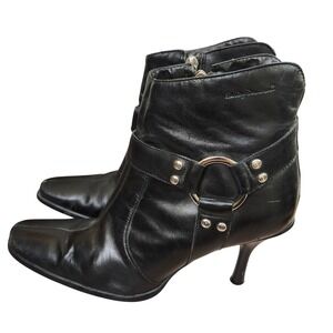 Harley-Davidson Studded side zip leather stiletto heeled boots Sz 8.5